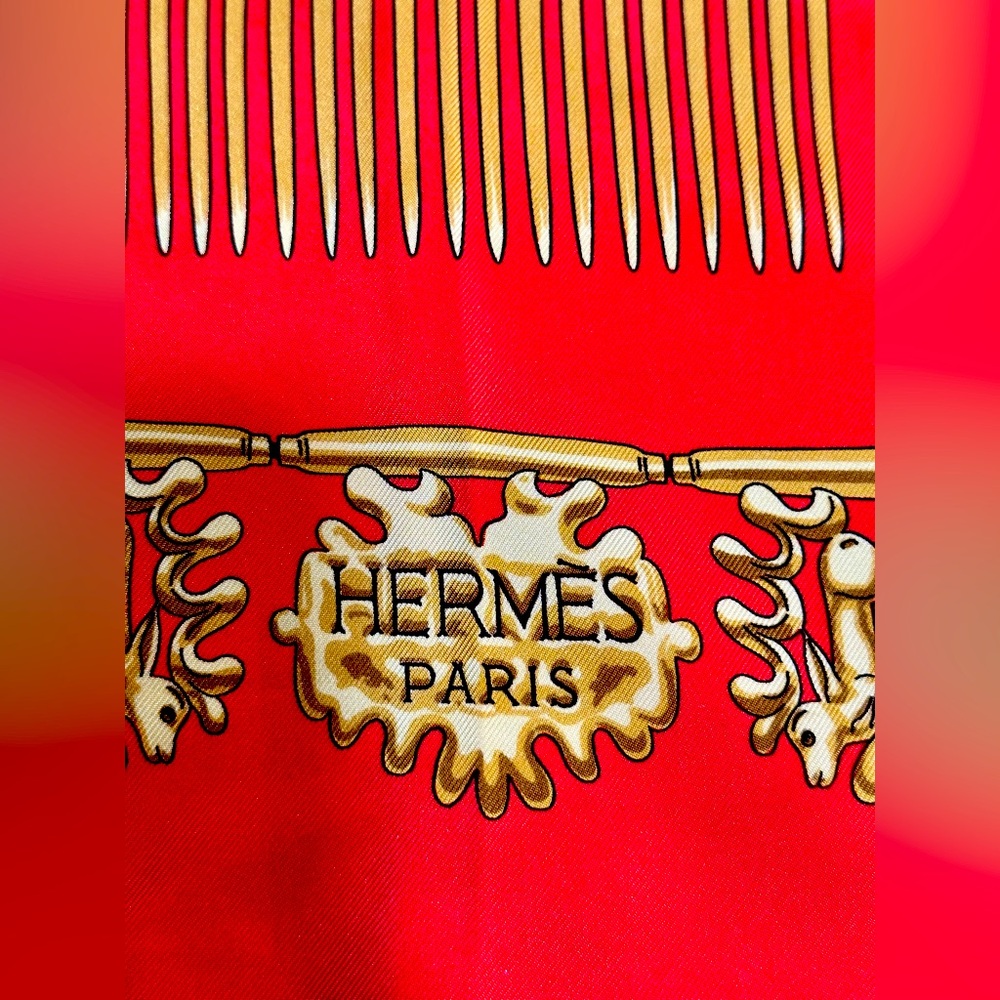 Hermes silk scarf “Les Cavaliers D’or”